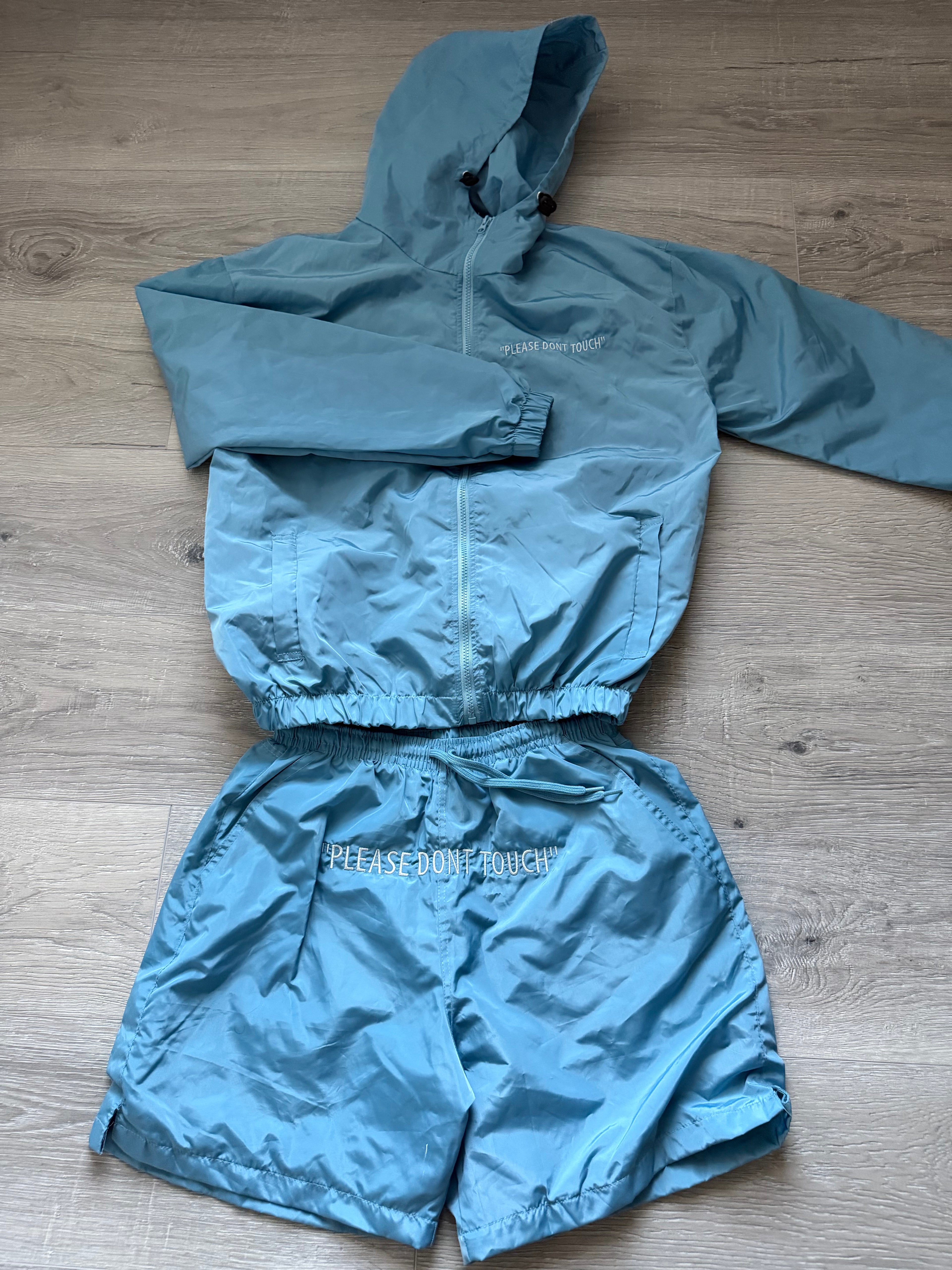 “White on Blue” Windbreaker Set