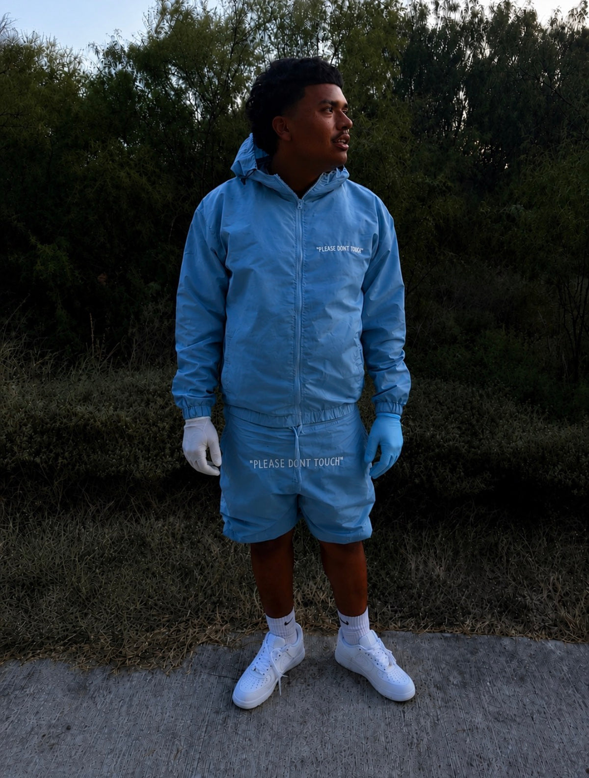 “White on Blue” Windbreaker Set
