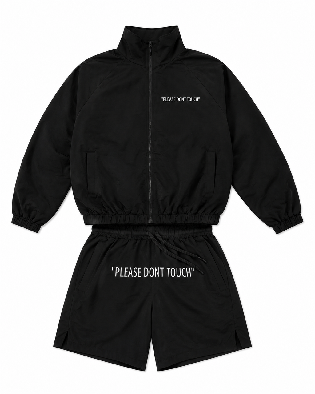 “White on Black” Woven Collar Zip Set