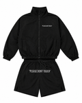 “White on Black” Woven Collar Zip Set