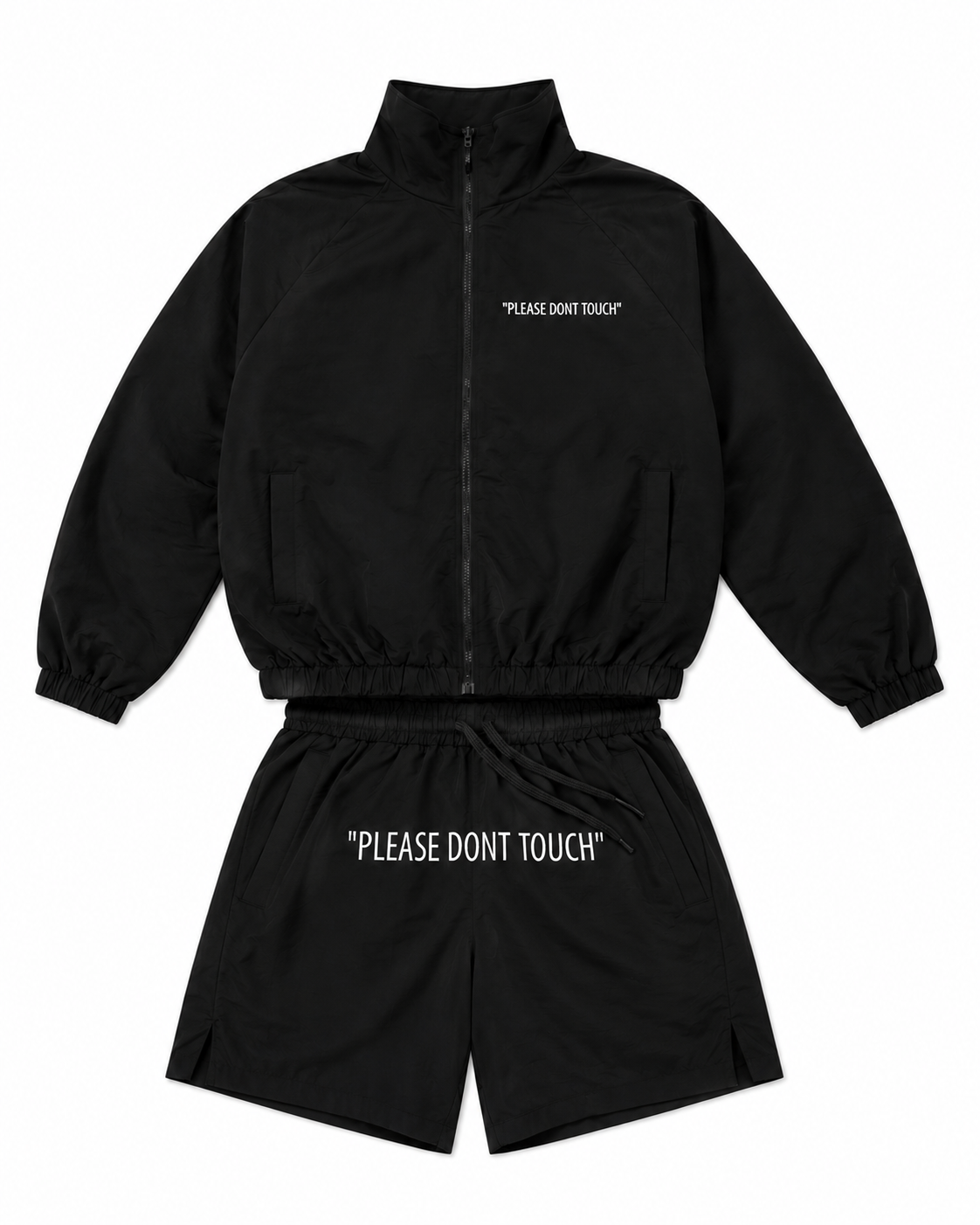 “White on Black” Woven Collar Zip Set